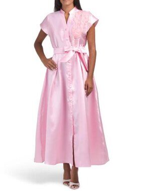NANCY YANG 3d Applique Shirt Dress